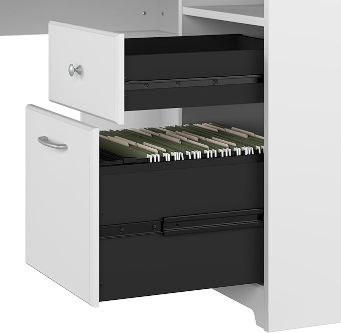 Bush Furniture Cabot L Shaped Computer Desk in White | Corner Table - Image 4