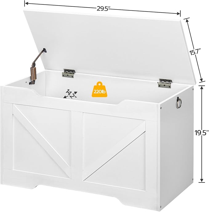 HOOBRO Storage Bench, 29.5” Retro Wooden Storage Chest - Image 5