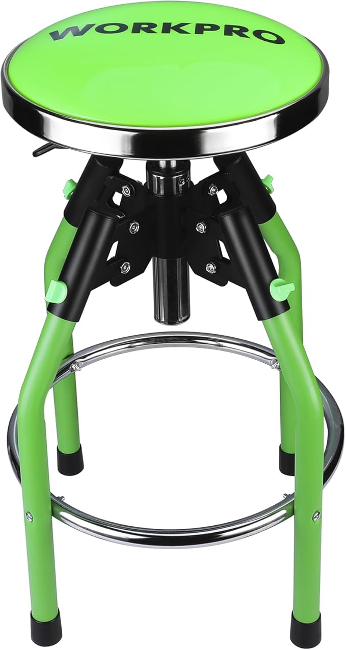 WORKPRO Garage Bar Stool, Heavy Duty Adjustable Hydraulic Shop Stool, 29in to by WORKPRO