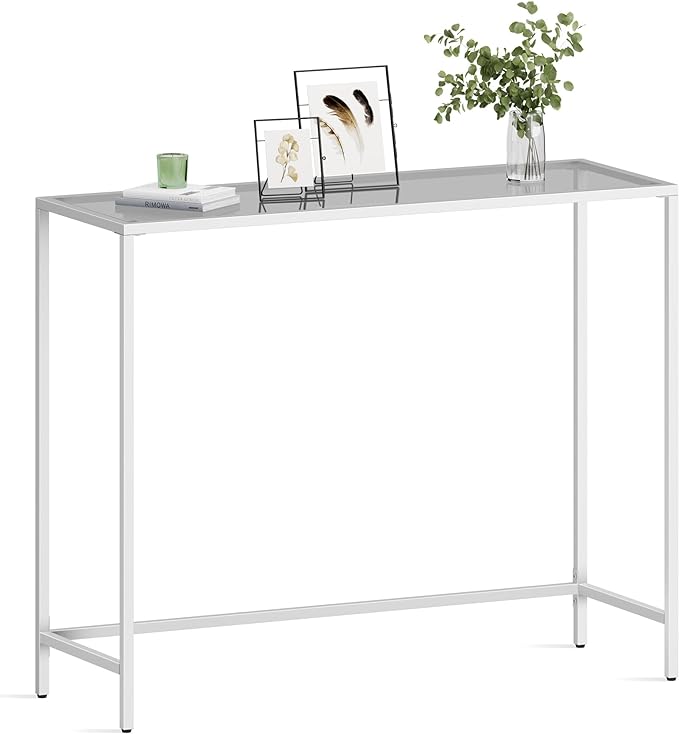 VASAGLE Entryway Table, Console Table, Tempered Glass Tabletop, Modern Sofa by VASAGLEbySONGMICSHOME