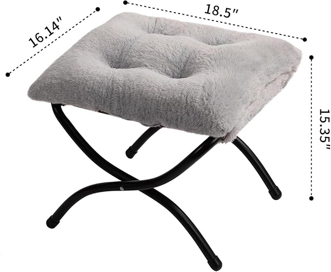 HollyHOME 15" Folding Footrest Stool, Upholstered Small Foldable Ottoman - Image 3