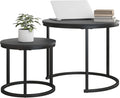 Small Coffee Table Set of 2, Round End Tables by HOJINLINERO