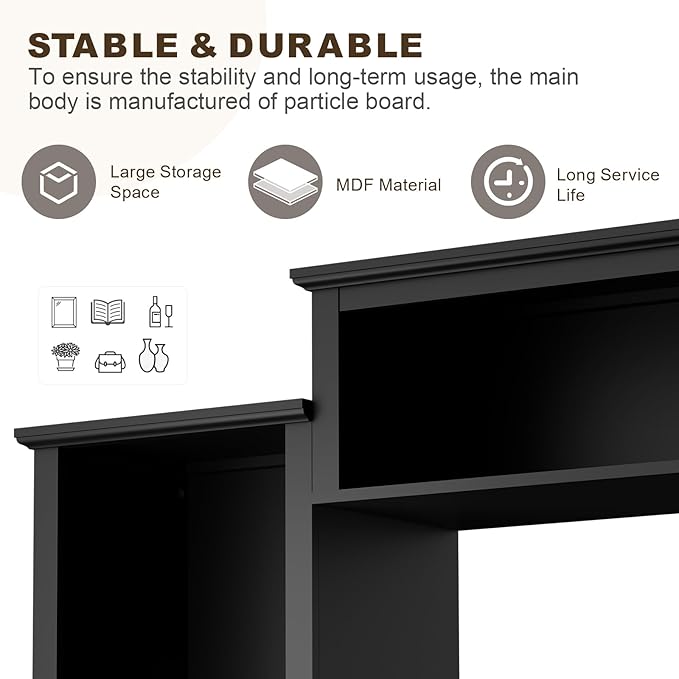 Wall Unit TV Stand with Storage & LED Lights, Large Entertainment Center with - Image 7
