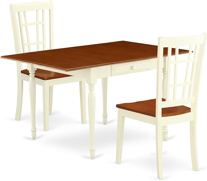 East West Furniture MZNI3-WHI-W 3 Piece Modern Dining Table Set Contains a by EastWestFurniture