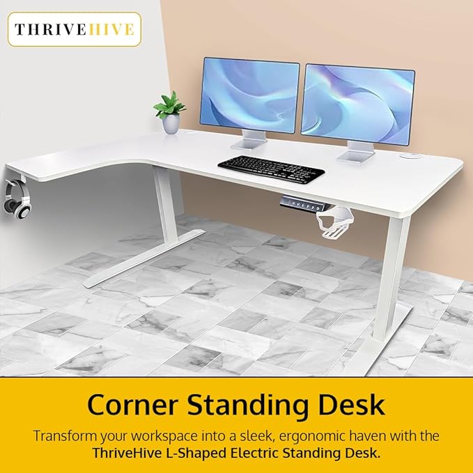 63 x 24 Inch Electric Standing Desk L Shaped Corner Height Adjustable Ergonomic - Image 2
