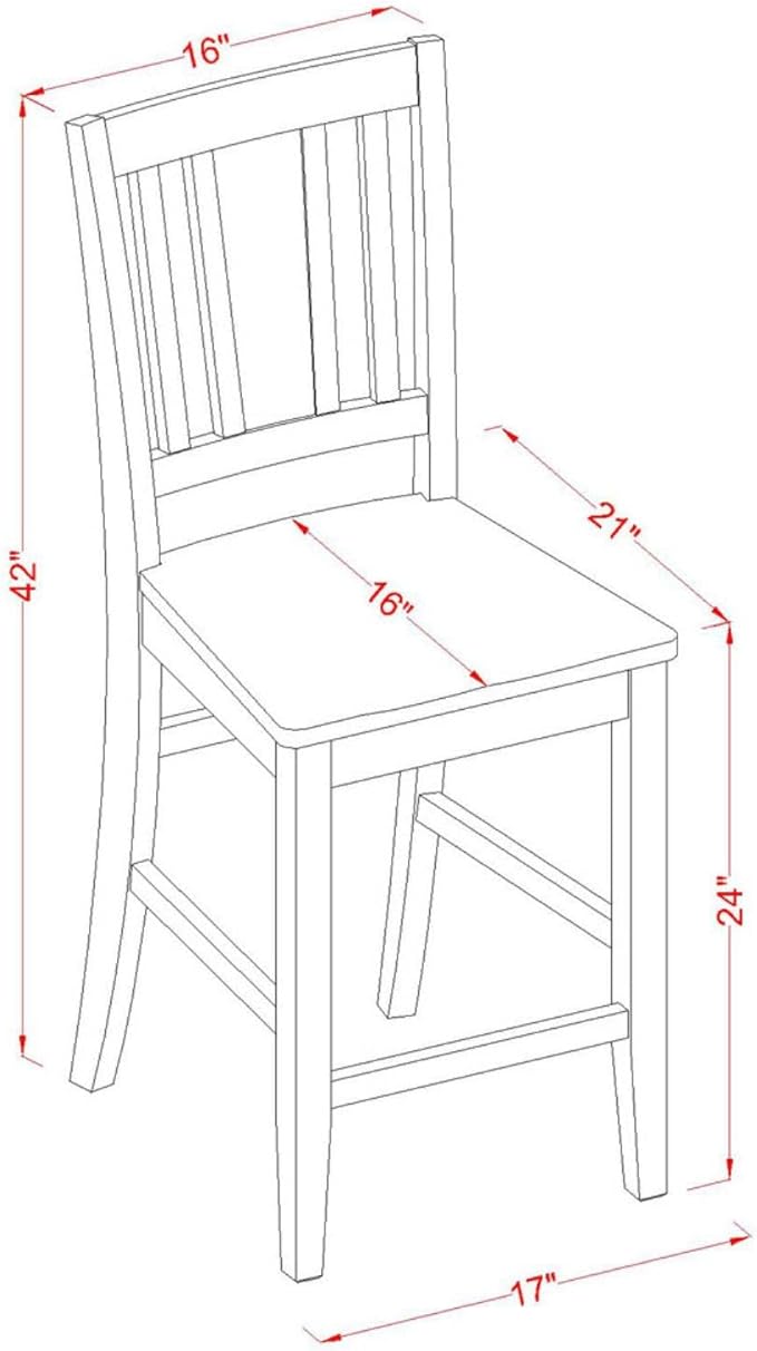 East West Furniture EDBU5-MAH-W 5 Piece Kitchen Counter Set Includes a Round - Image 6