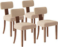 Farmhouse Chair Set of 4, Mid Century Modern Dining Chairs, Sherpa Upholstered by LUXOAKAddMoreStyletoHome