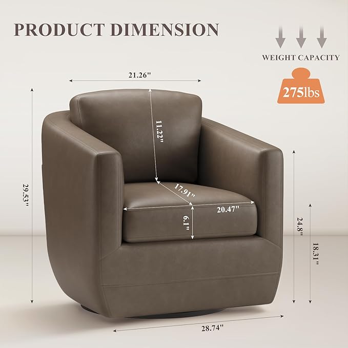 COLAMY 360°Swivel Accent Chair- Comfy Living Room Armchair No-Sag Foam & Sturdy - Image 2