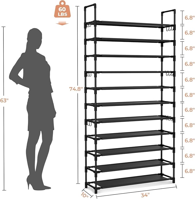 11 Tiers Tall Shoe Rack Holds 55 Pairs of Shoes - Image 3