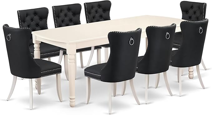 East West Furniture DODA9-LWH-12 9 Piece Dinette Set Contains a Rectangle by EastWestFurniture