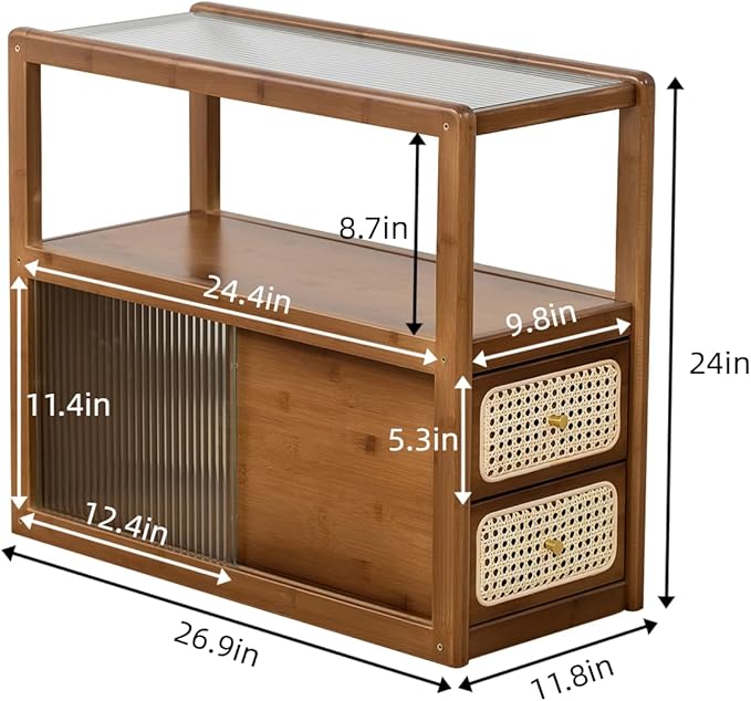 Bamboo & Rattan Side Table - Image 3