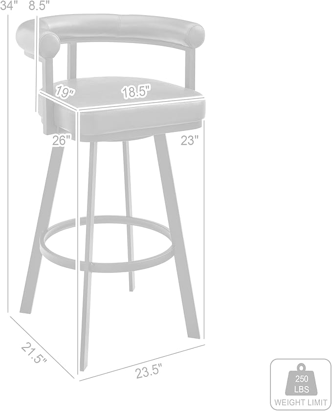 Armen Living Magnolia Swivel Counter Stool in Brushed Stainless Steel - Image 3