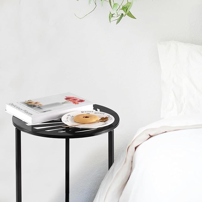 2 Packs 13" Metal Outdoor Side Tables Small Black Outside End Table - Image 6