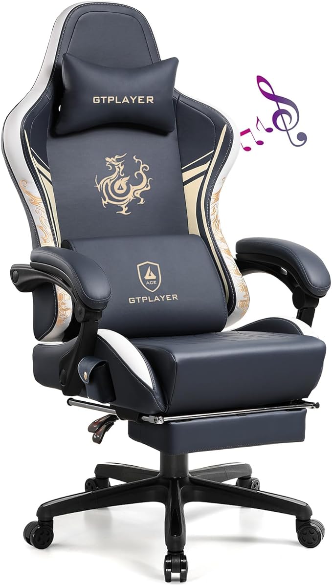 GTPLAYER Gaming Chair with Bluetooth Speakers and Footrest, Dragon Series Video by GtracingDirect