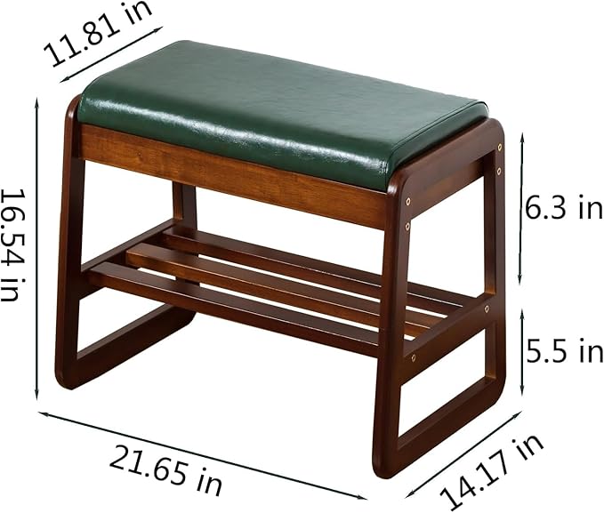 Shoe Rack Bench, Solid Wood Entryway Bench - Image 3