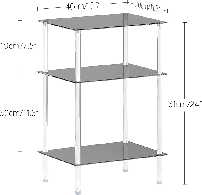 Tempered Glass Side Tables Set of 2 Acrylic End Table - Image 6