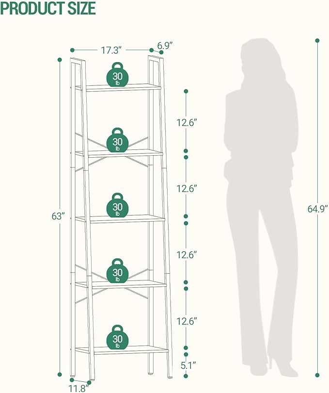 Ladder Shelf, Bookshelf Bookcase, Freestanding Corner Storage Shelve - Image 2