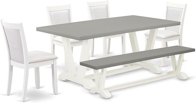 East West Furniture V097MZ001-6 6 Piece Dining Table Set Contains a Rectangle by EastWestFurniture
