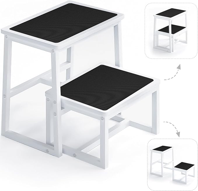 2 Step Stools for Adults Kids, Anti-Slip Sturdy Wooden Foot Stools by iTsst-ForAnyLifestyle
