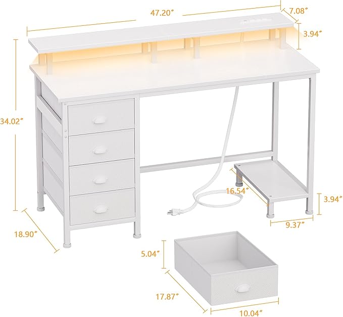 Furologee 47" White Computer Desk - Image 3