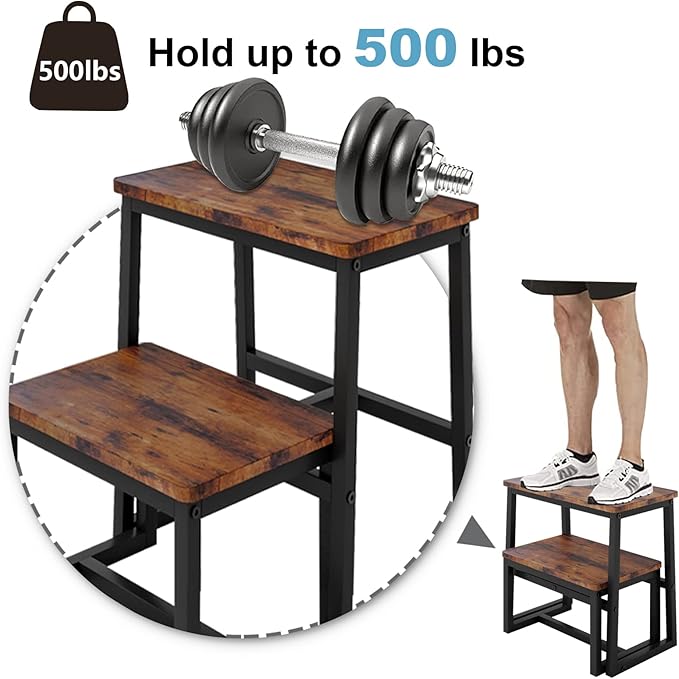Step Stool for Adults & Kids, Holds up to 500Lb, 3 in1 Heavy Duty Sturdy Wooden - Image 4