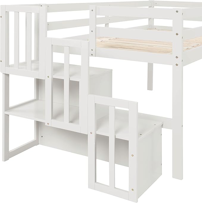 HomSof Loft Bed with Stairs and Storage - Image 6