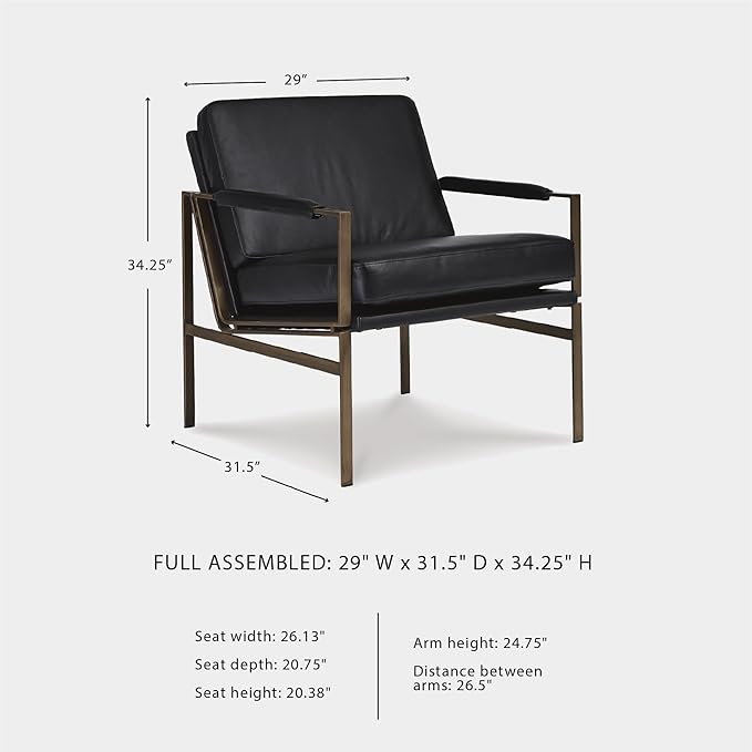 Signature Design by Ashley Puckman Mid-Century Modern Leather Accent Chair - Image 3
