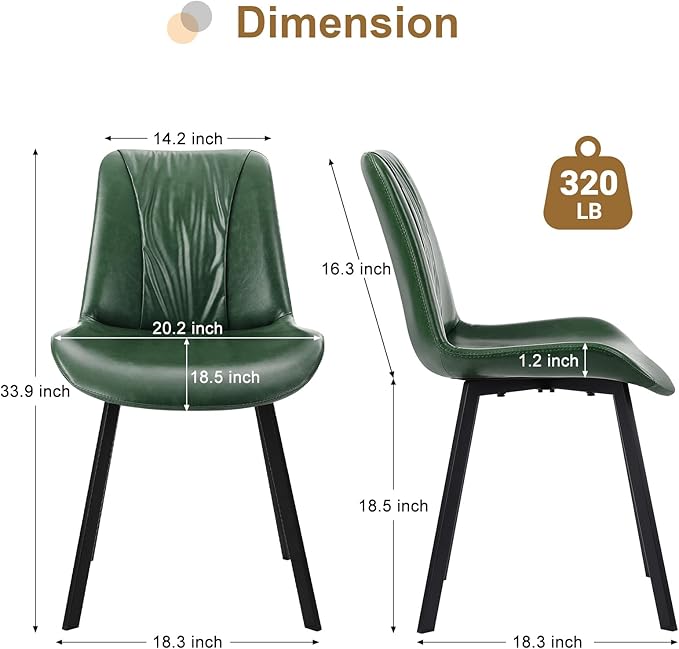 Upholstered Dining Chairs Set of 2, Modern Kitchen & Dining Room Chairs - Image 4