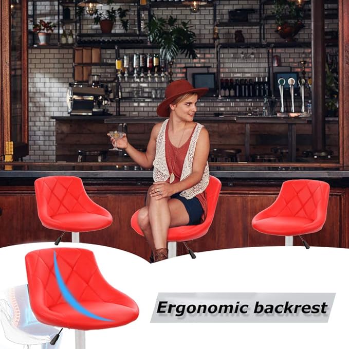 Bar Stools Barstools Swivel Stool Set of 2 Height Adjustable Bar Chairs - Image 6