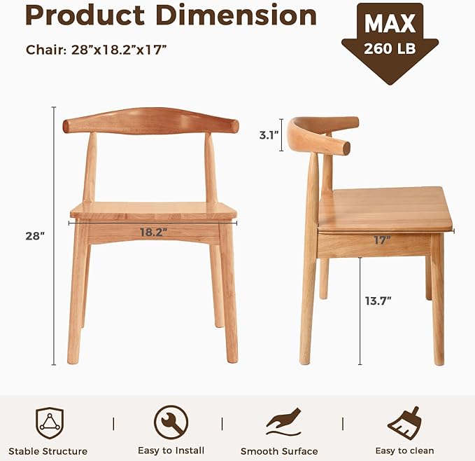 DELAVIN Solid Wood Dining Chairs Set of 4, Farmhouse Dining Room Chairs - Image 3