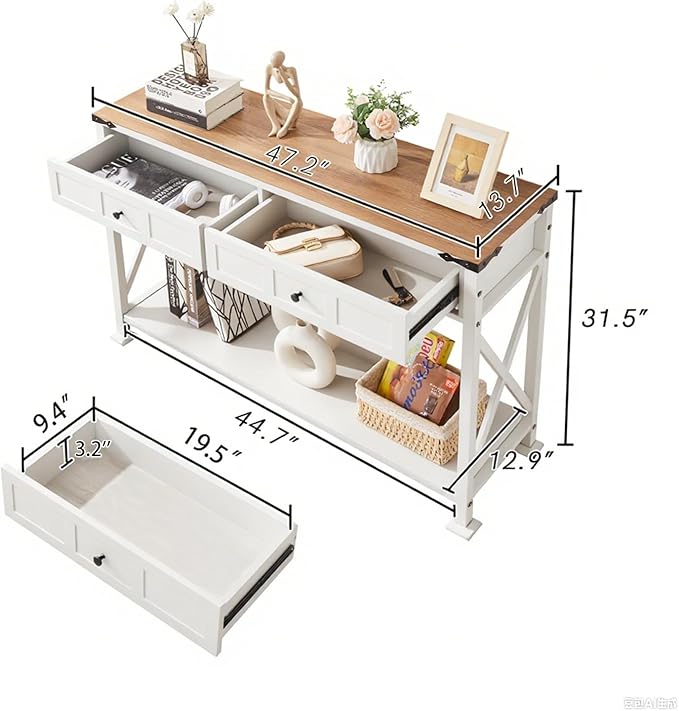 HOMBAZAAR Entryway Table, Rustic Console Table - Image 2