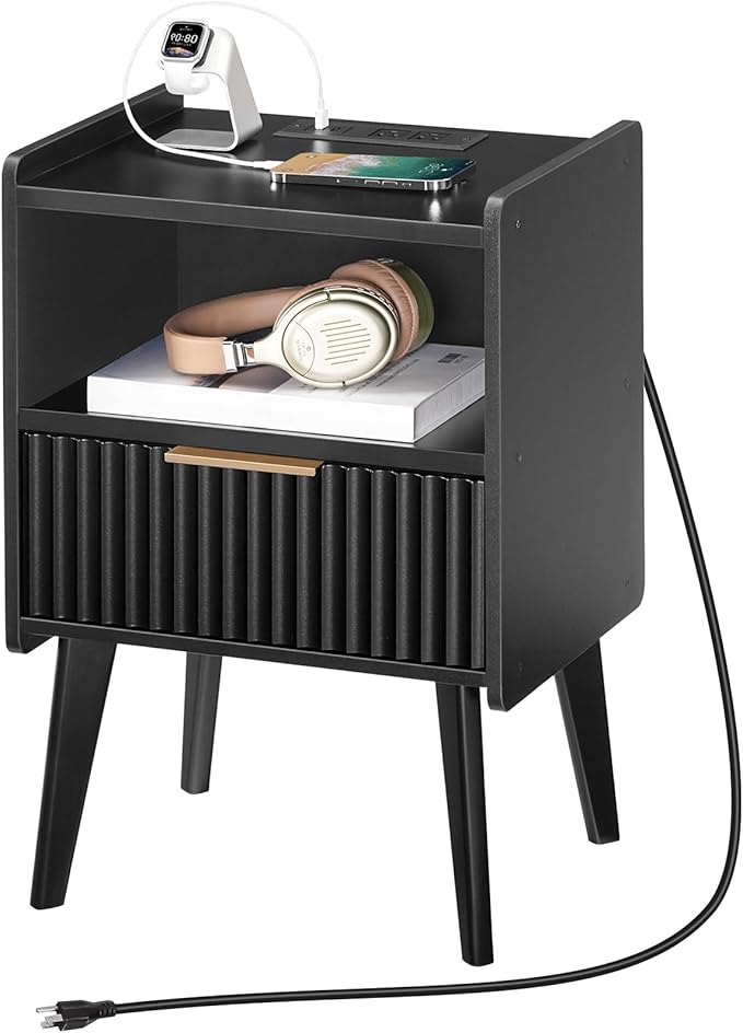 Fluted Nightstand, End Table, Small Modern Bedside Table by MAHANCRIS