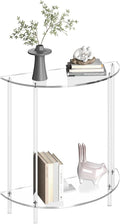 Acrylic Console Table, 2-Tier Half Moon Sofa Couch Table by Unknown