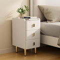 Narrow Nightstand with Drawers, Narrow Side Table Leather, Small Bedside Tables by AQIMUELE-Solidwoodfurniture