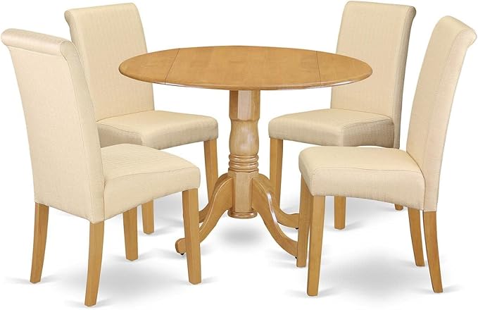 East West Furniture DLBA5-OAK-02 5 Piece Dining Set Includes a Round Dining by EastWestFurniture
