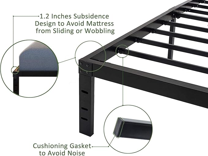 45MinST 18 Inch Platform Bed Frame/Easy Assembly Mattress Foundation / 3000lbs - Image 4