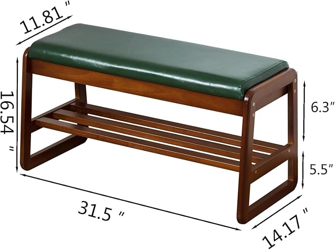 Shoe Rack Bench, Solid Wood Entryway Bench - Image 3