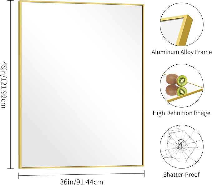36x48inch Bathroom Mirror, Large Rectangular Wall Mirrors - Image 5