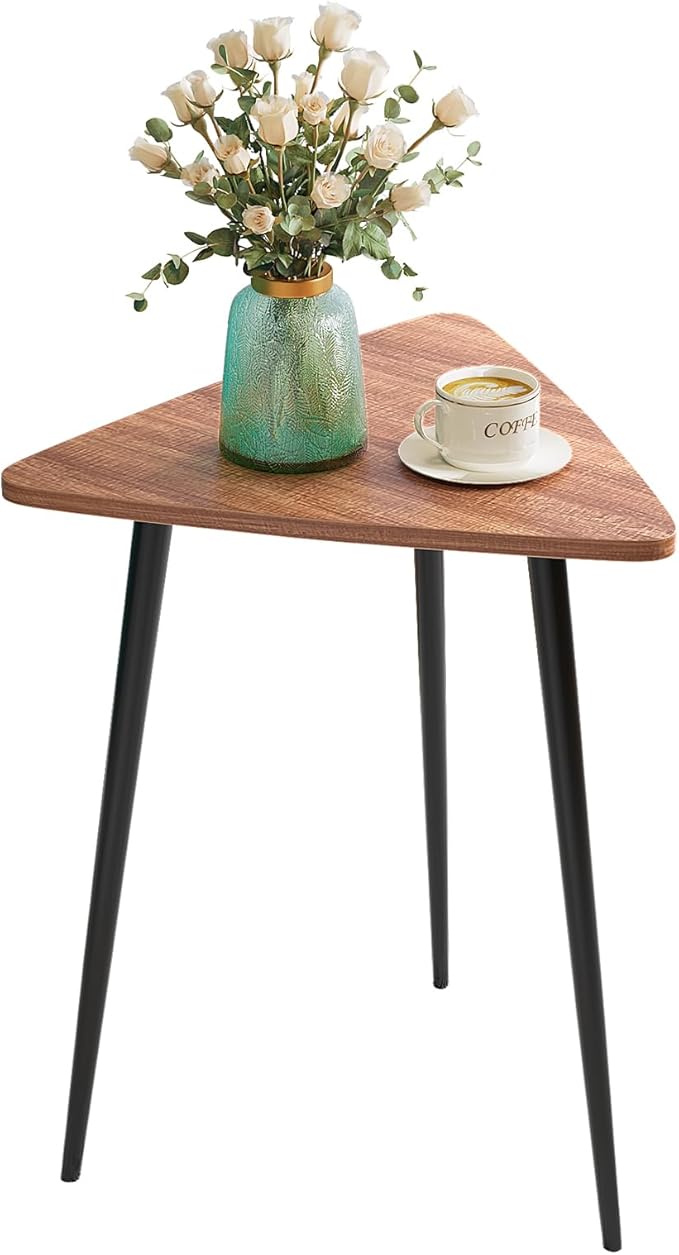 SAYGOER Small Triangle Side Table, Mid Century Modern Walnut End Table by Saygoer