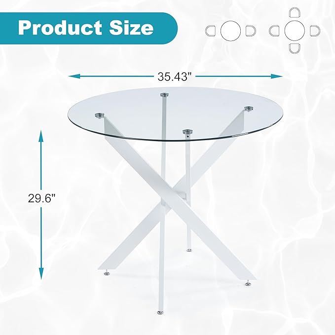 Dining Table for 4 Modern Round Dining Table 35.43" Kitchen & Dining Room Tables - Image 2