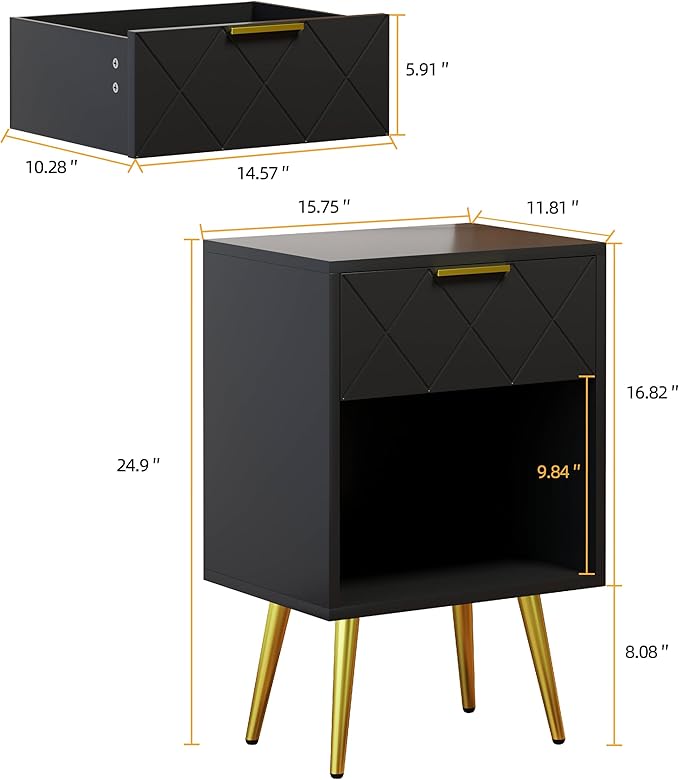 Black Nightstand, Bedside Table - Image 3