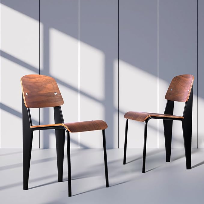LOKKHAN Dining Chairs, Vintage Wood Metal Home Kitchen Breakfast Cafe Chairs - Image 4