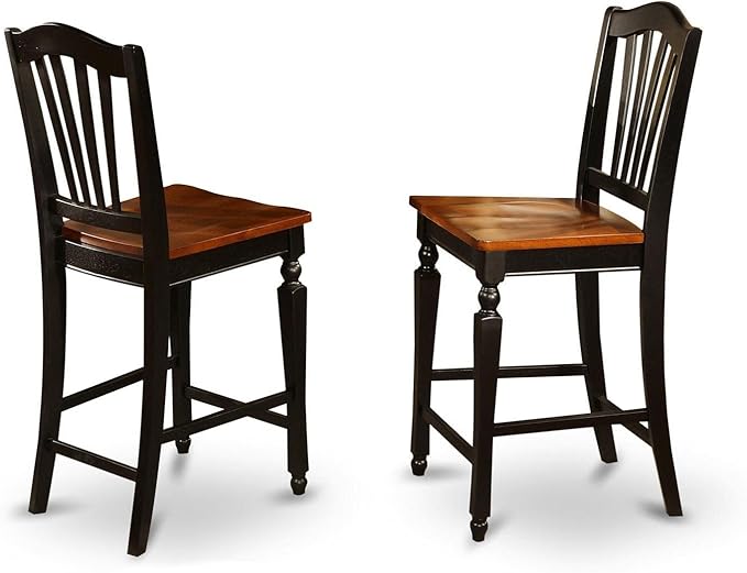 East West Furniture TRCH3-BLK-W 3 Piece Counter Height Dining Table Set - Image 3