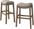Alaterre Furniture Williston Bar Height Stool, Dark Brown, Solid Rubberwood by AlaterreFurniture