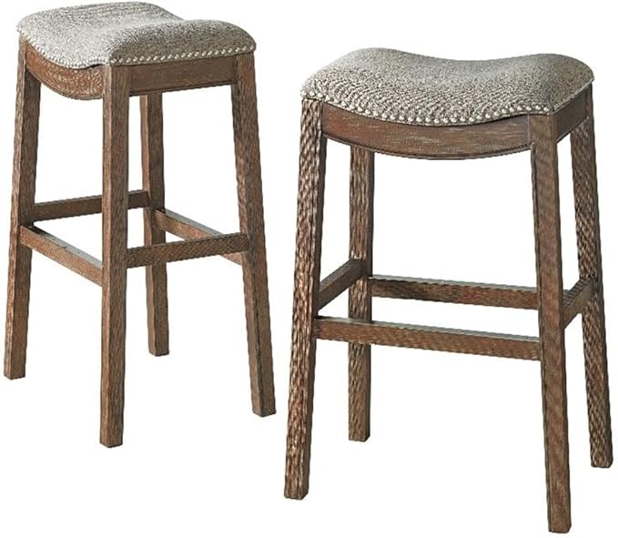 Alaterre Furniture Williston Bar Height Stool, Dark Brown, Solid Rubberwood by AlaterreFurniture