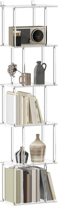 Acrylic Geometric Bookshelf for Small Spaces, 6-Tier Tall Clear S Shaped by CRTERICX
