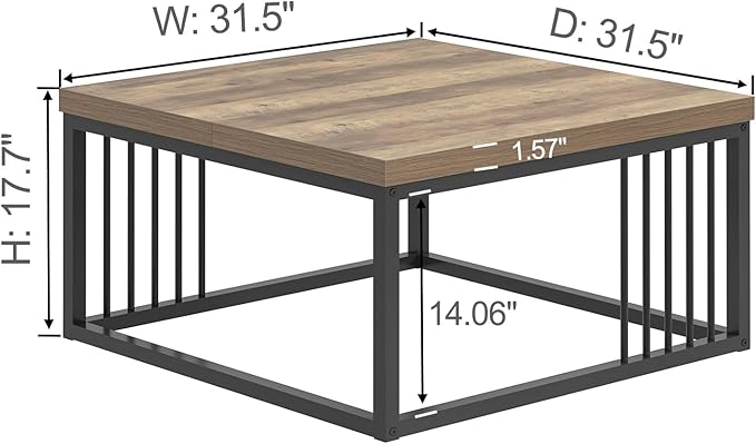 FOLUBAN Coffee Table, Modern Square Center Table - Image 2