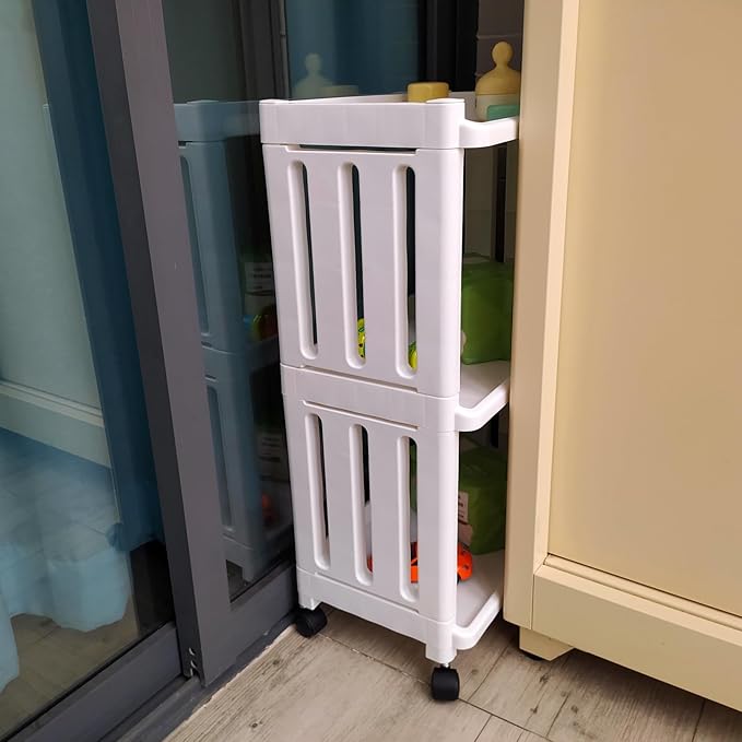 3 Tier Rolling Storage Cart for Bathroom Toilet Side Storage Shelf - Image 4