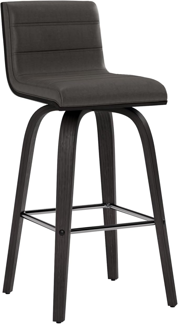 Armen Living Vienna 26" Swivel Counter Stool in Black Wood Finish by ArmenLiving