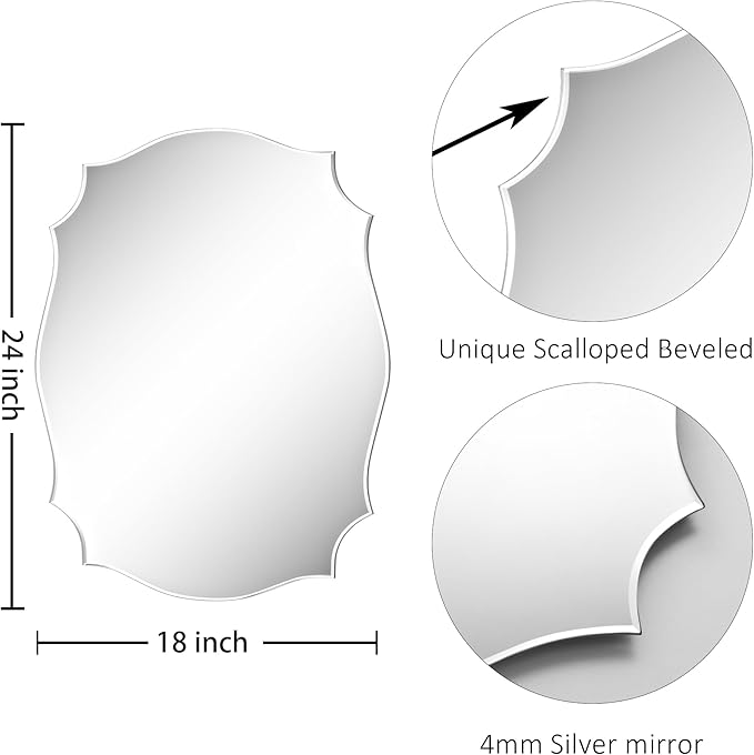 KOHROS Scalloped Beveled Edge Bathroom Mirrors - Image 2